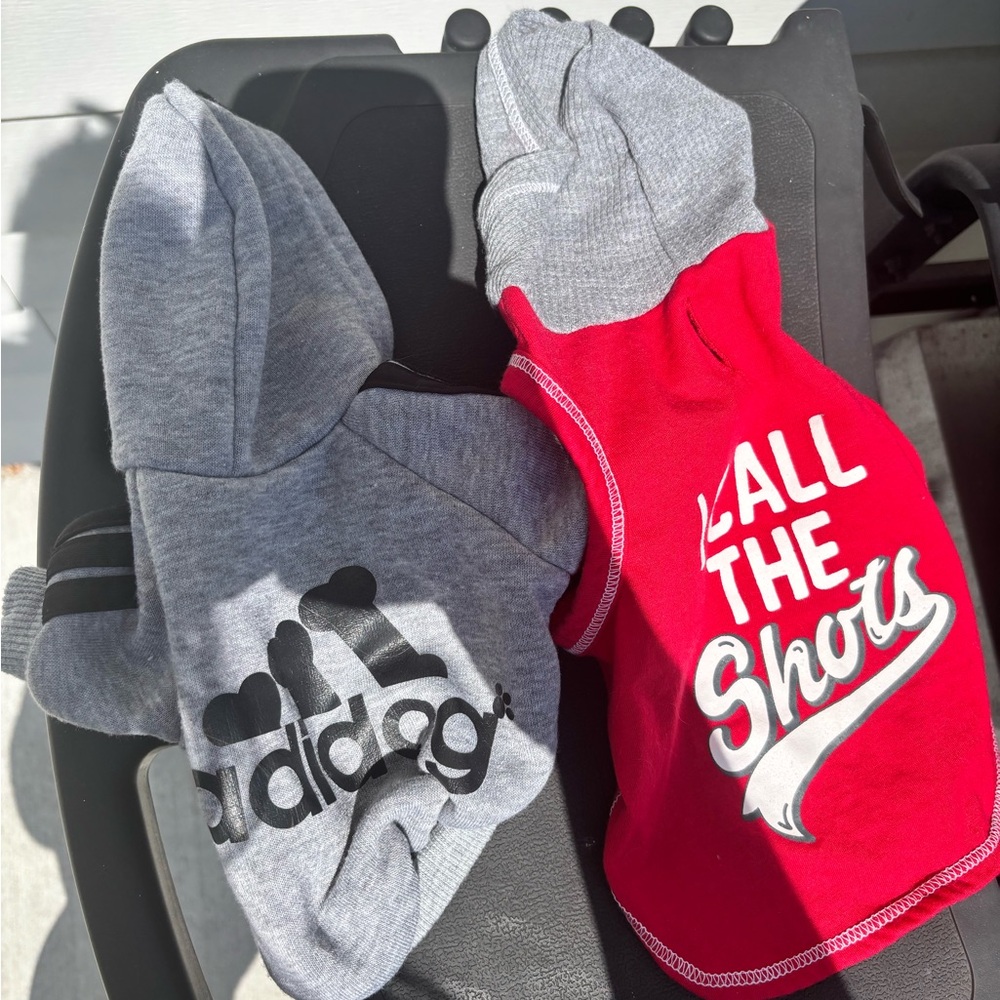 “ Adidog” S cat or dog Red & grey Hoodies with Bold Graphics